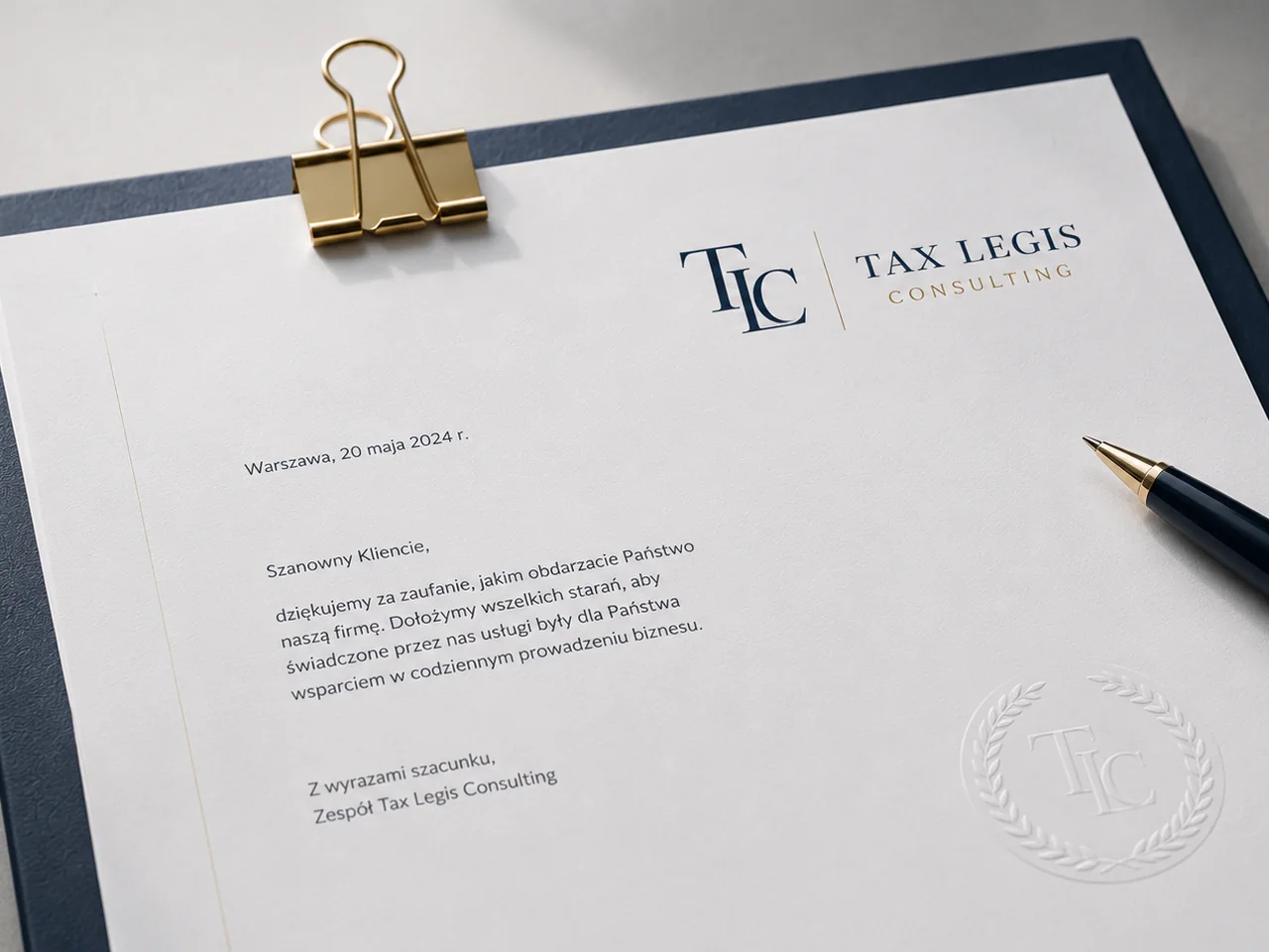 Detal dokumentów firmowych TAX LEGIS CONSULTING - Profesjonalna obsługa księgowa i podatkowa firm
